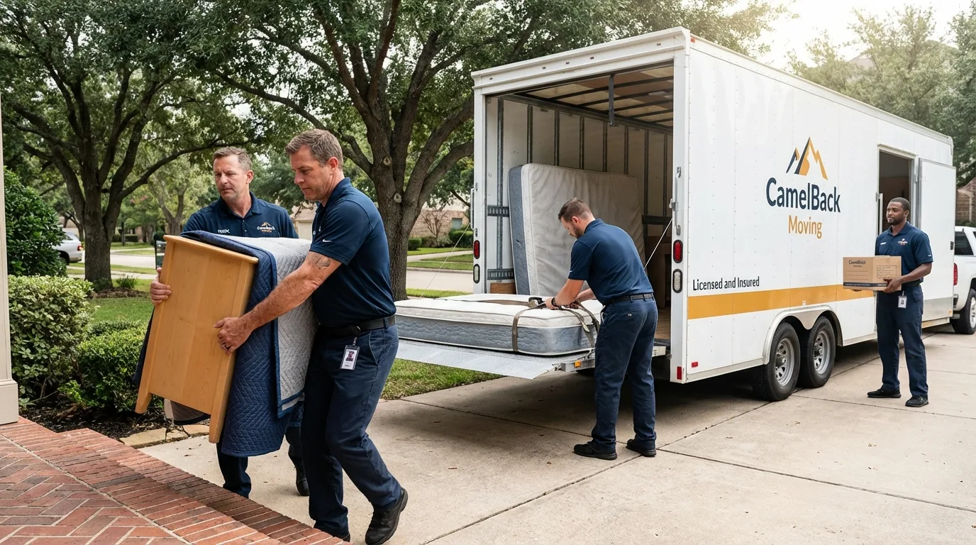 Crew loading residential truck for cross-state move from Gig Harbor, WA